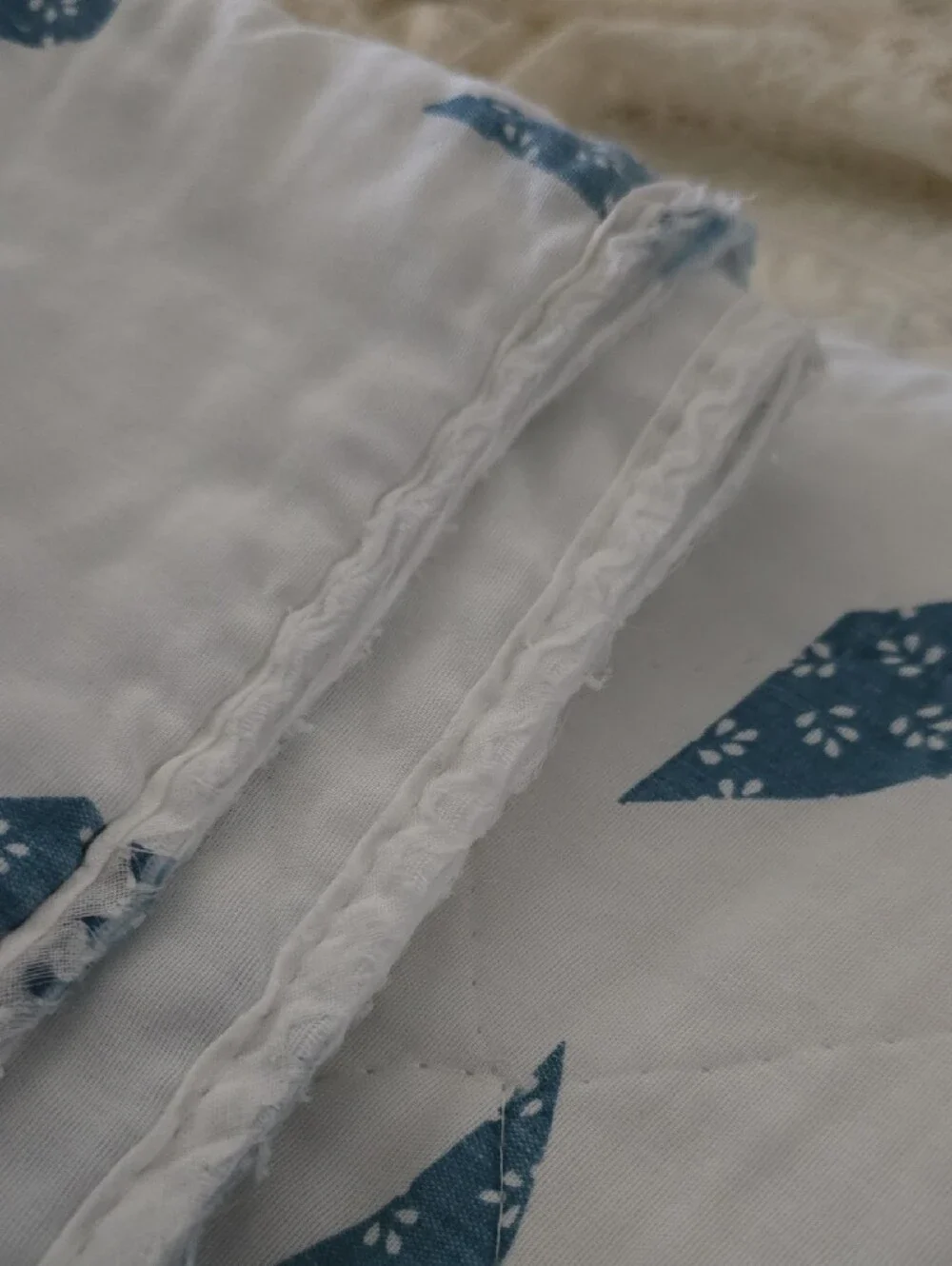 Classic Blue and White Quilted Bedspread